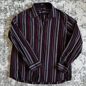 Michael Brandon Chemise Men's Striped Button Down Shirt Sz XL EUC